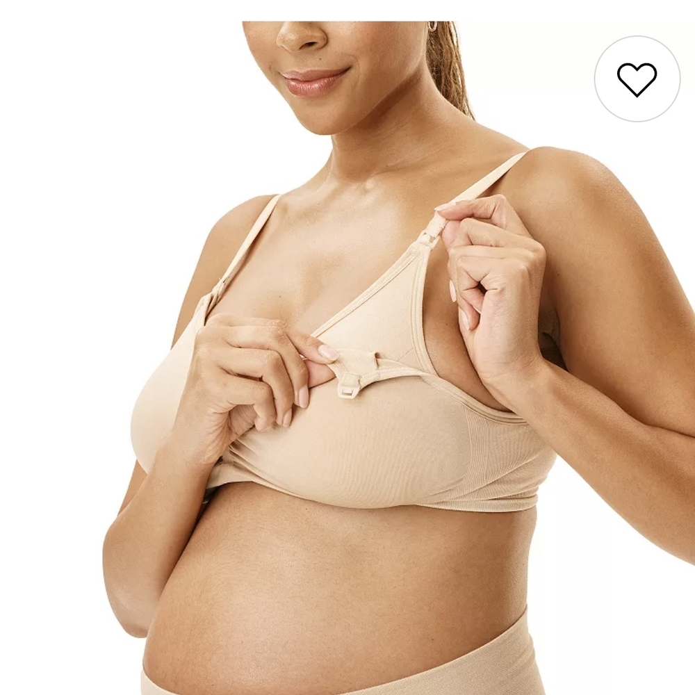 Motherhood Maternity Seamless Nursing/Pumping Bra in Light Tan, Size MED